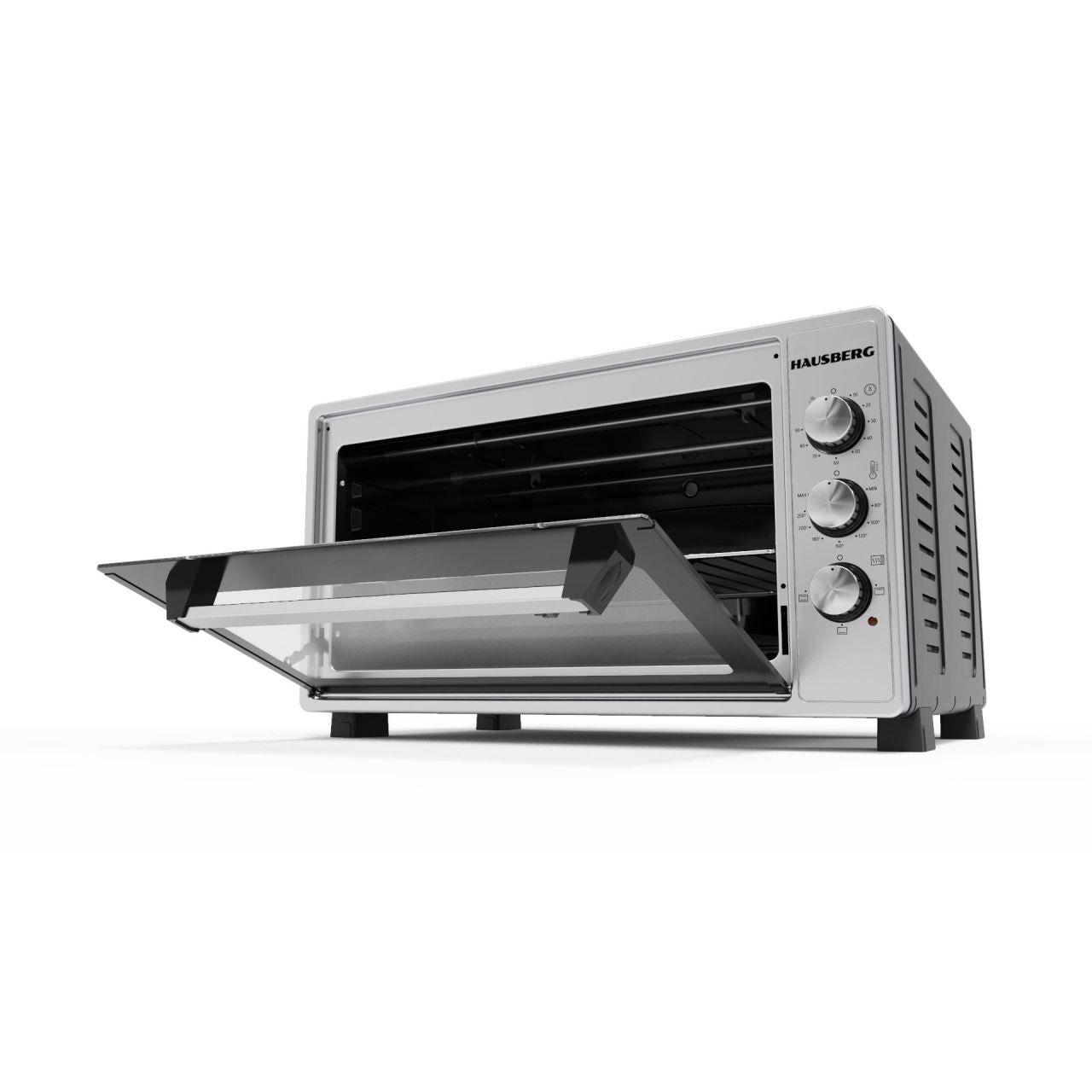 Cuptor electric Hausberg HB-9250NG, Capacitate 55 Litri, Putere 1400 W, Termostat, Gri/Negru