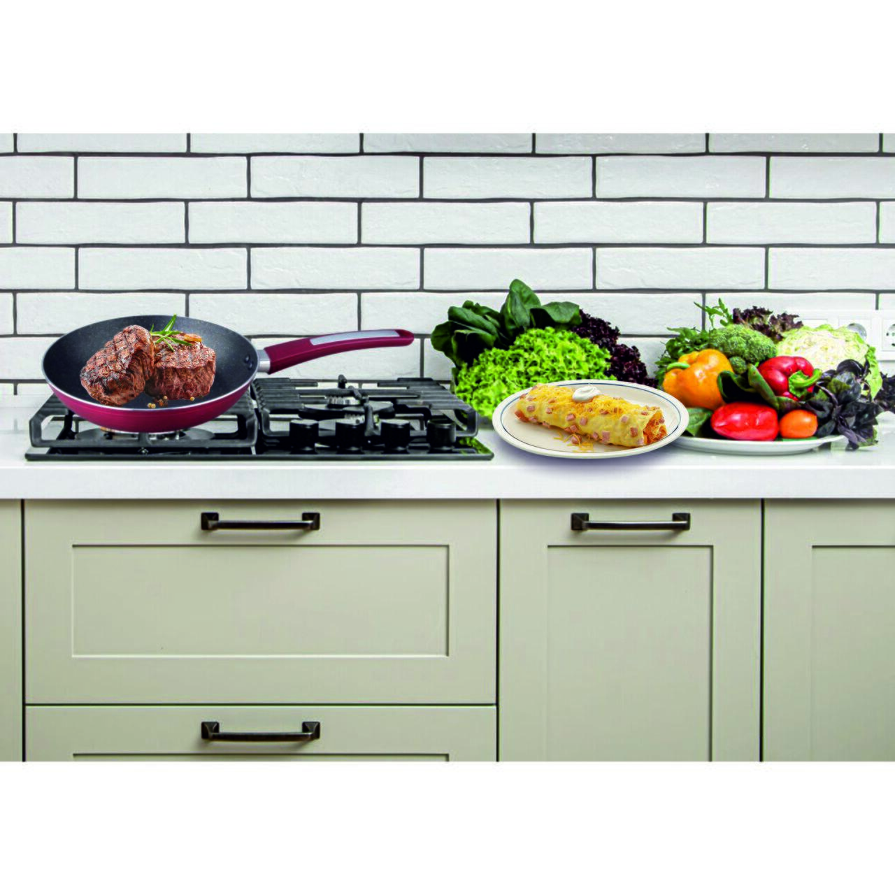 Set oale 7 piese HAUSBERG HB-H760RS, acoperire antiaderenta, manere bachelita, rosu