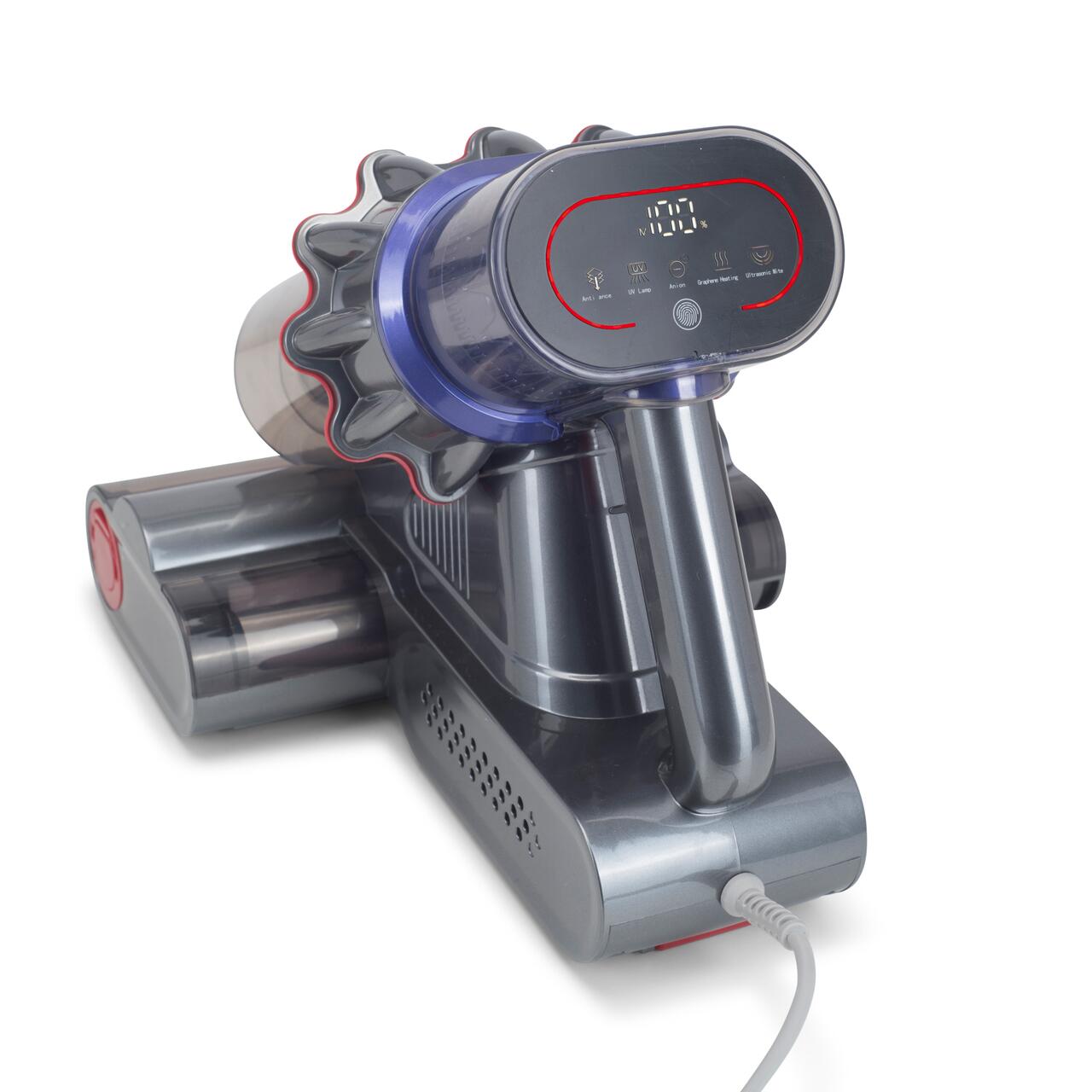 Aspirator UV antiacarieni cu afisaj digital multifunctional HAUSBERG HB-2022MV, 400-600W, sterilizare UV, ioni negativi, purificare cu ultrasunete, Mov-Gri