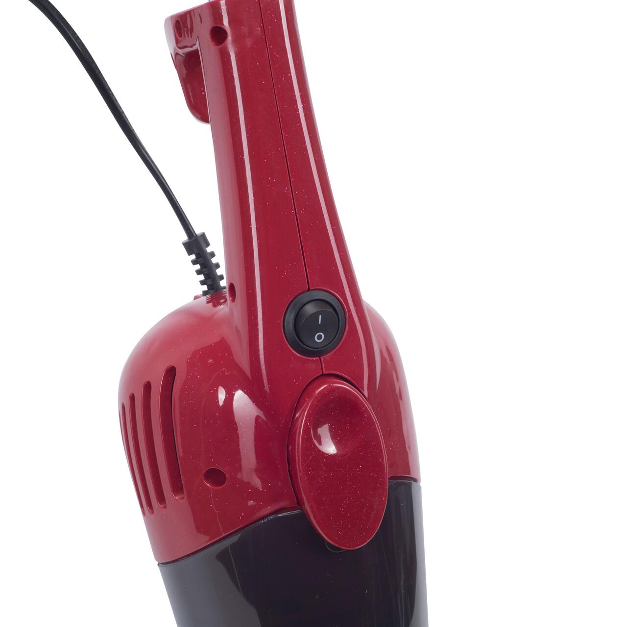 Aspirator vertical 2 in 1 HAUSBERG HB-2025RS, fara sac, aspirare uscata, filtru Hepa, 0.5 L, 600W, Rosu