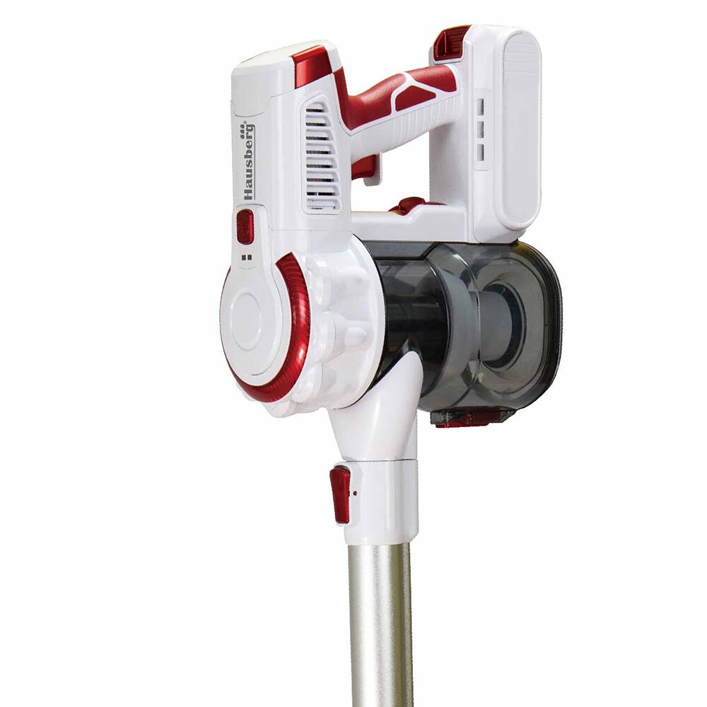 Aspirator vertical Hausberg HB-2027, putere 220W, fara sac, capacitate 0.25 l, filtre lavabile, 2 viteze, perie rotativa, timp de lucru 20-40 min, Alb