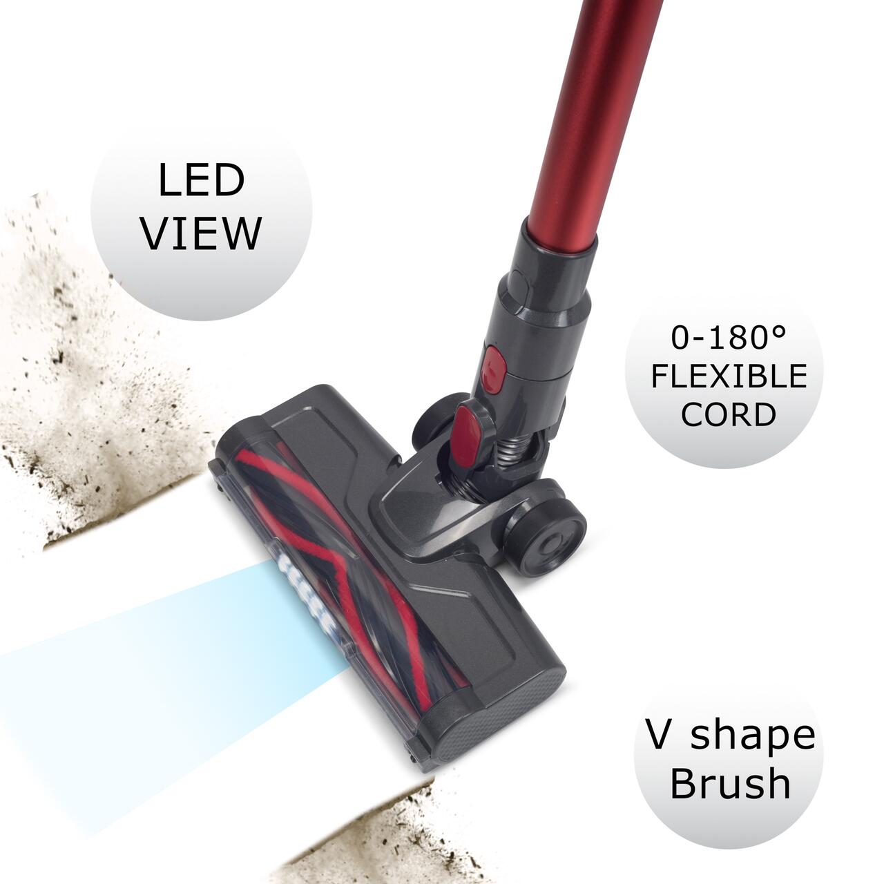 Aspirator vertical 2in1 HAUSBERG HB-2033GR, 900W, 0.7L, Rosu-Gri