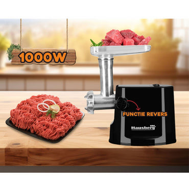 Masina de tocat carne Hausberg HB-3415NG,1000 W, 1Kg/min, Negru