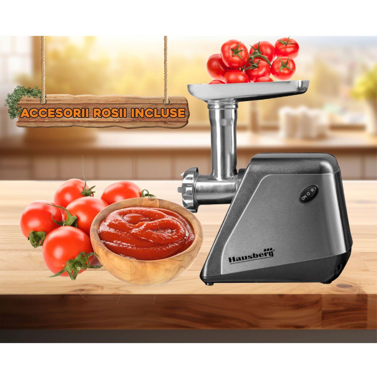 Masina de tocat carne electrica Hausberg HB3450 1600W accesorii rosii incluse