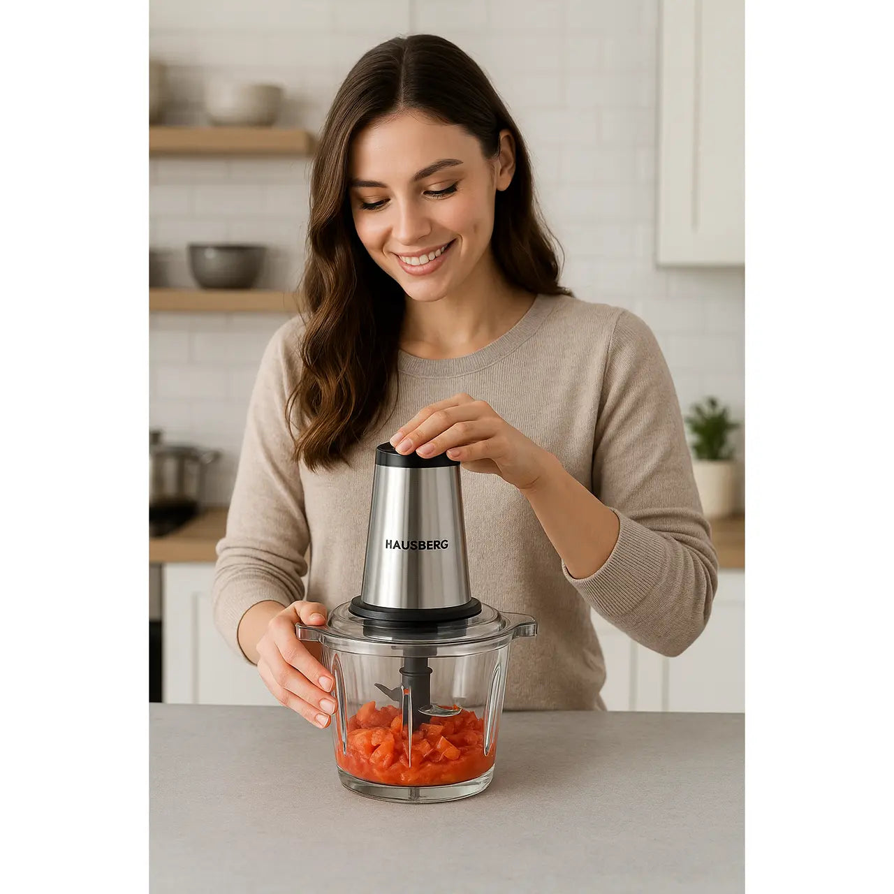 Tocator Hausberg HB-4505, 400 W, 2l, toaca, taie, macina, amesteca