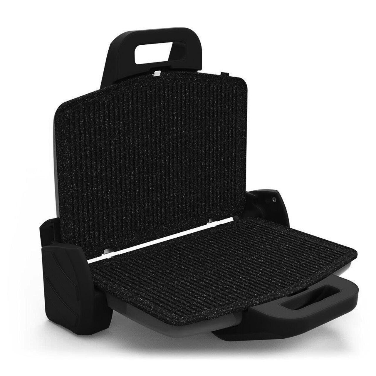 Sandwich-maker Hausberg HB631NG, 1600-1800W, Placi antiaderente, Negru/Inox