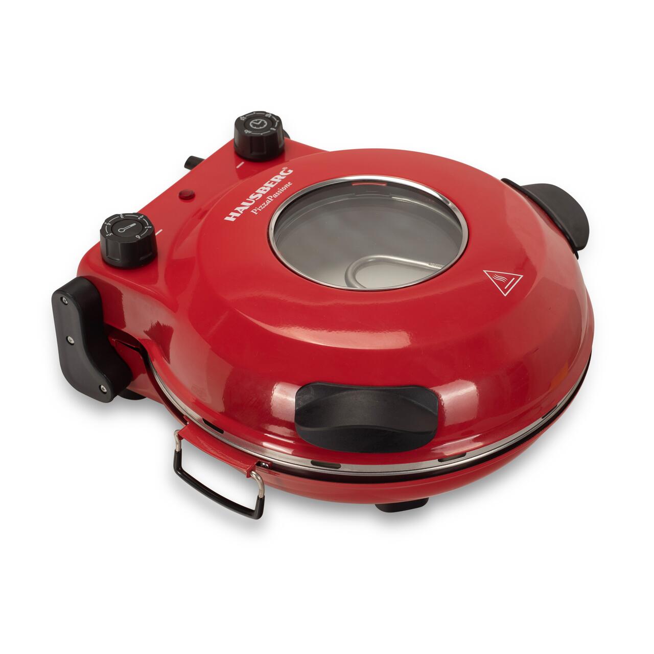 Cuptor special pentru pizza XL HAUSBERG HB-675RS cu suprafata de coacere din piatra, termoregulator pana la 405° C, Rosu