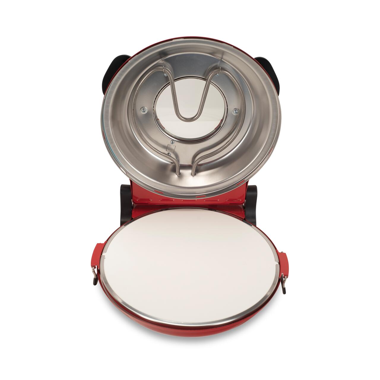 Cuptor special pentru pizza XL HAUSBERG HB-675RS cu suprafata de coacere din piatra, termoregulator pana la 405° C, Rosu