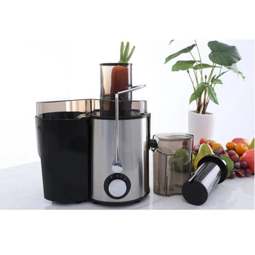 Storcator de fructe si legume Hausberg HB-7645, 600 W, 2 viteze + Turbo, recipient pulpa 1 l, recipient suc 550 ml, accesoriu impingere, negru + argintiu