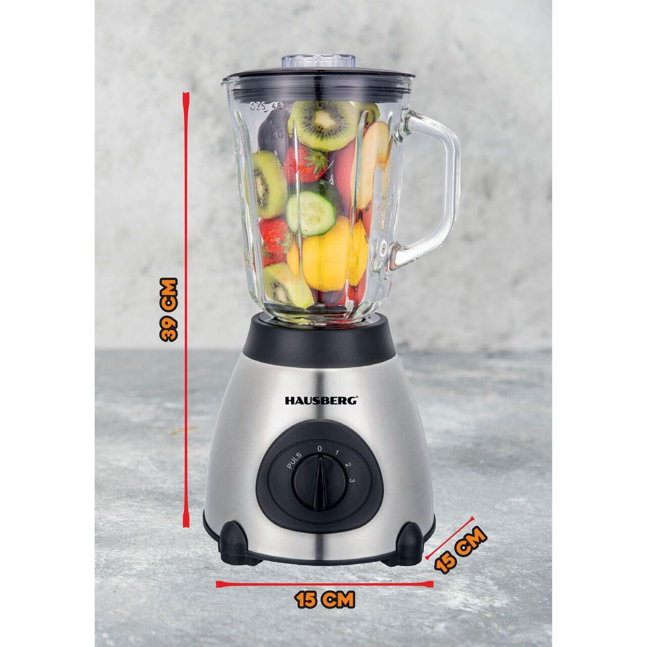Blender cu rasnita, Hausberg HB-7762, doua viteze cu pulsatii, recipient sticla 1.5 L, 400W