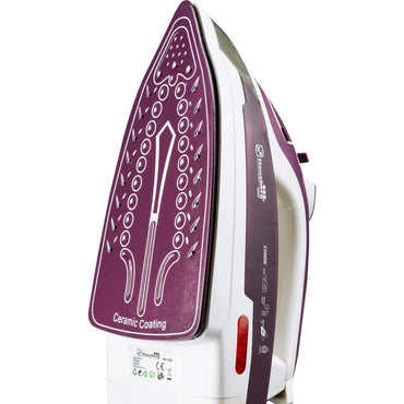 Fier de calcat Hausberg HB-7809MR, Ultra Slide, Talpa Ceramica, 2300W, 390ml, Alb/Maro