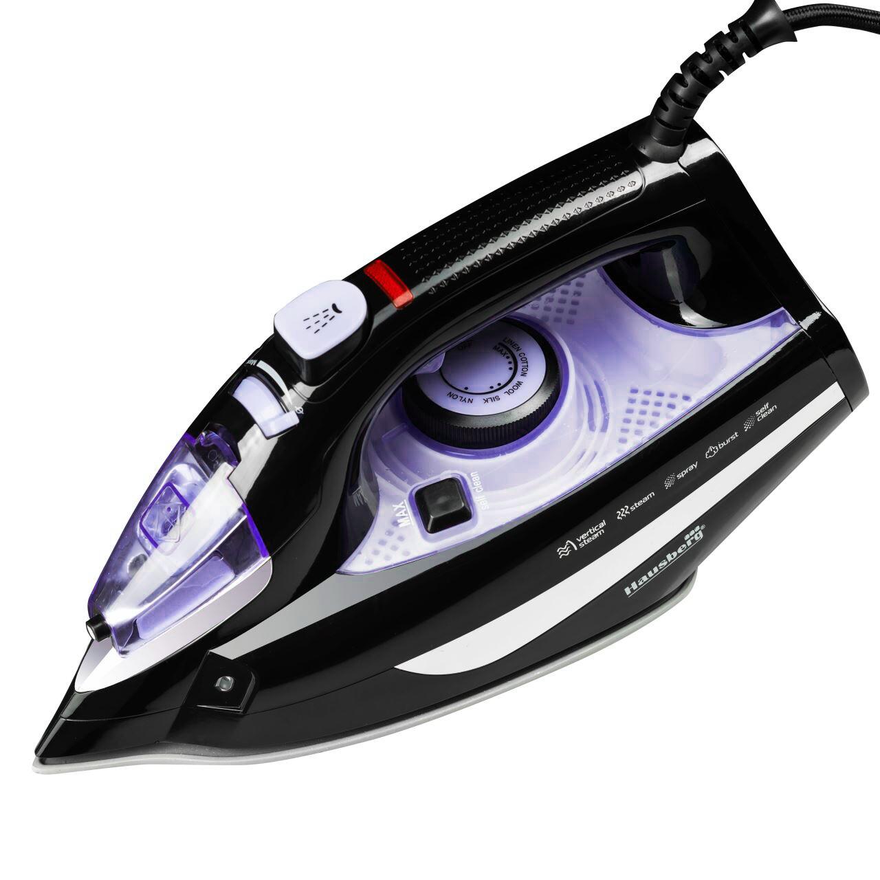 Fier de calcat HAUSBERG HB-7842MV, 2300W, rezervor apa 300ml, abur 18g/min, talpa ceramica, autocuratare, pulverizare, Mov