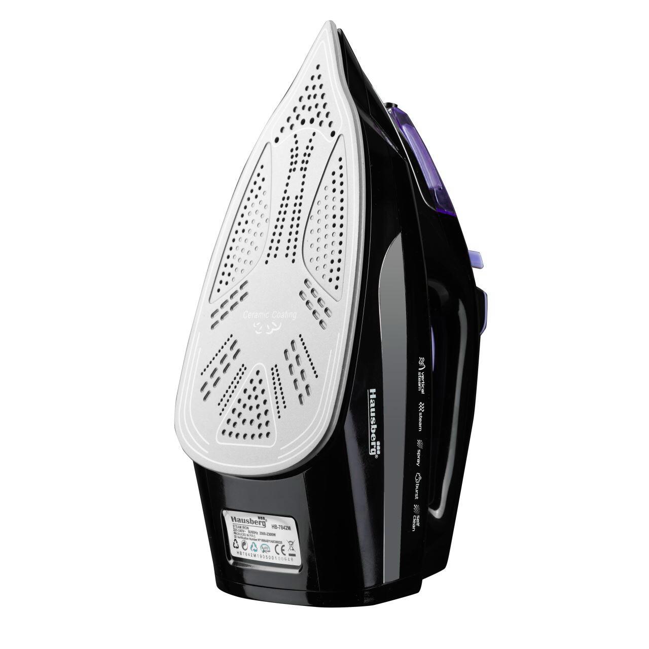 Fier de calcat HAUSBERG HB-7842MV, 2300W, rezervor apa 300ml, abur 18g/min, talpa ceramica, autocuratare, pulverizare, Mov