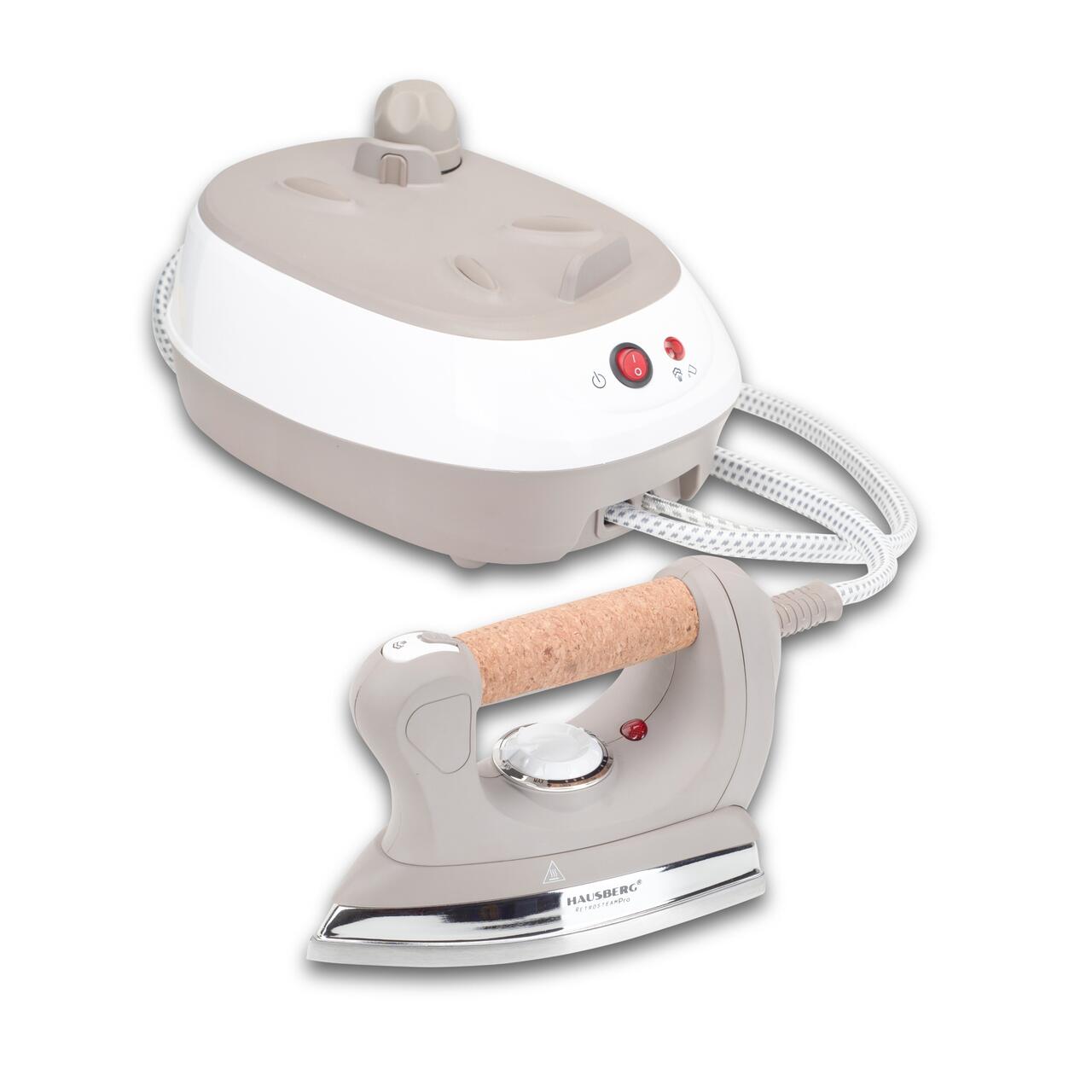 Statie de calcat cu abur HAUSBERG HB-7927RST, 2000-2400W, 60g/min, 0.5l, Termostat, Presiune 6 bar, Incalzire dubla, Rustic