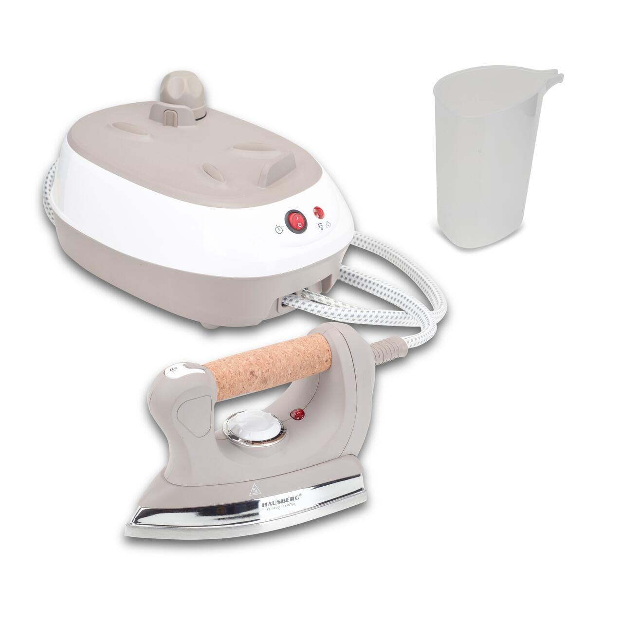 Statie de calcat cu abur HAUSBERG HB-7927RST, 2000-2400W, 60g/min, 0.5l, Termostat, Presiune 6 bar, Incalzire dubla, Rustic