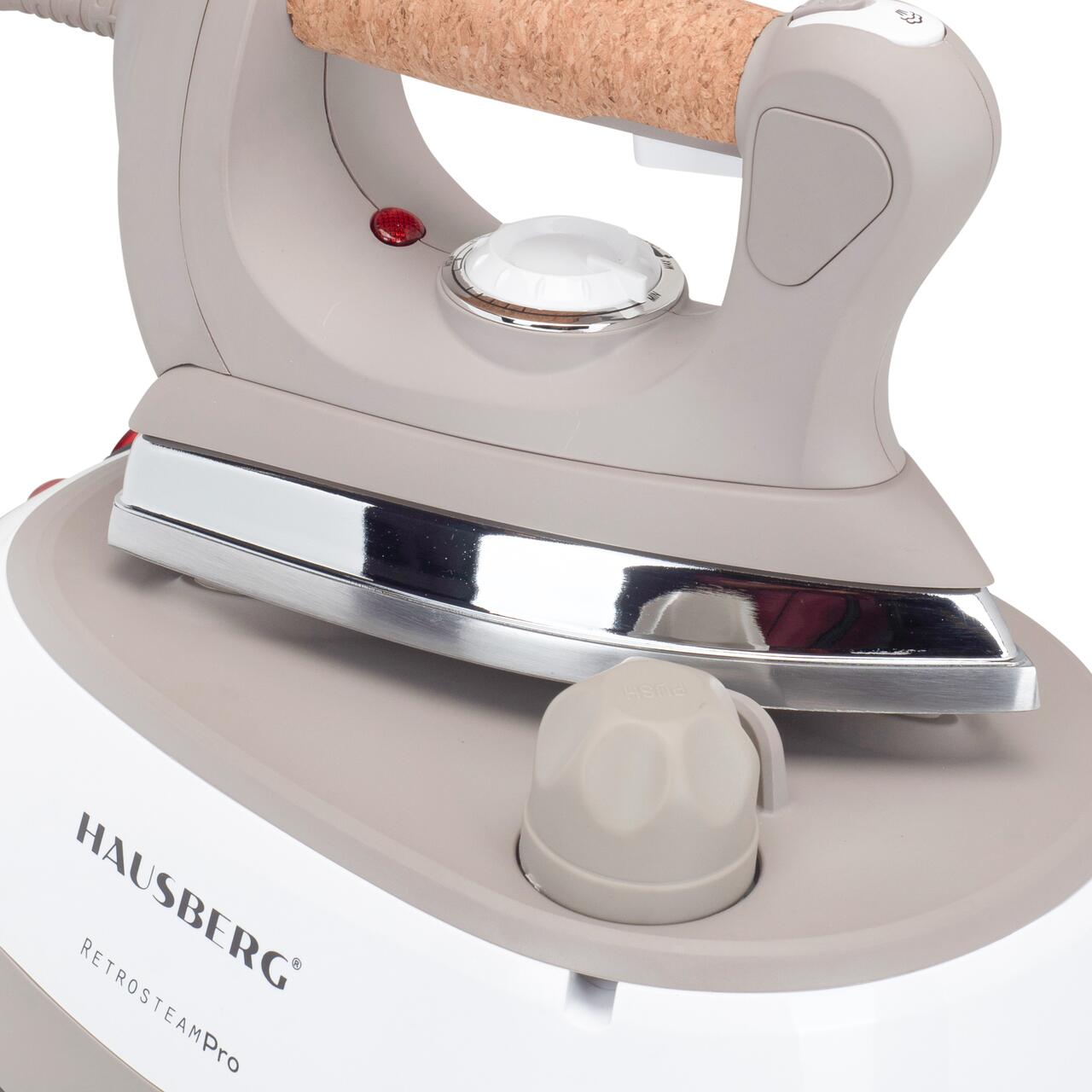 Statie de calcat cu abur HAUSBERG HB-7927RST, 2000-2400W, 60g/min, 0.5l, Termostat, Presiune 6 bar, Incalzire dubla, Rustic