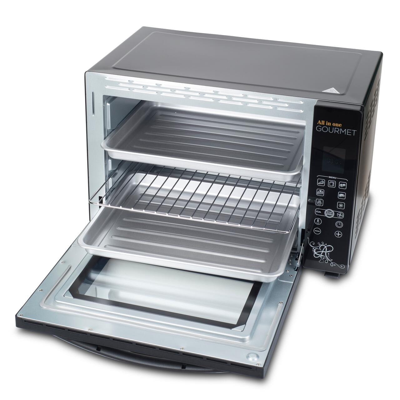 Cuptor electric Hausberg HB-9265, 2000W, Control temperature 230 grade, Capacitate 65L, Ventilator Turbo, Termostat, Negru