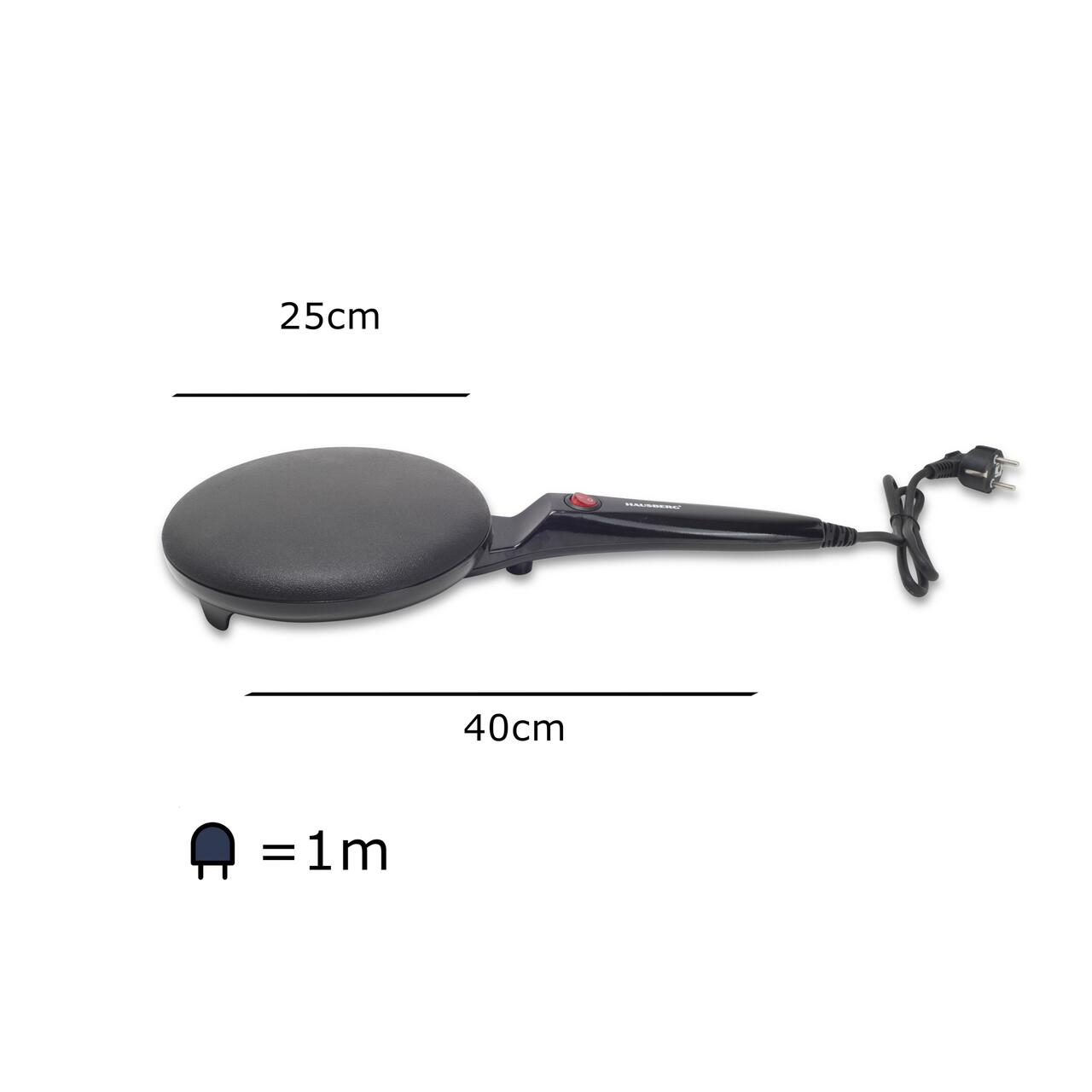 Plita pentru clatite Hausberg HB-9910NG, design compact, suprafata antiaderenta, negru