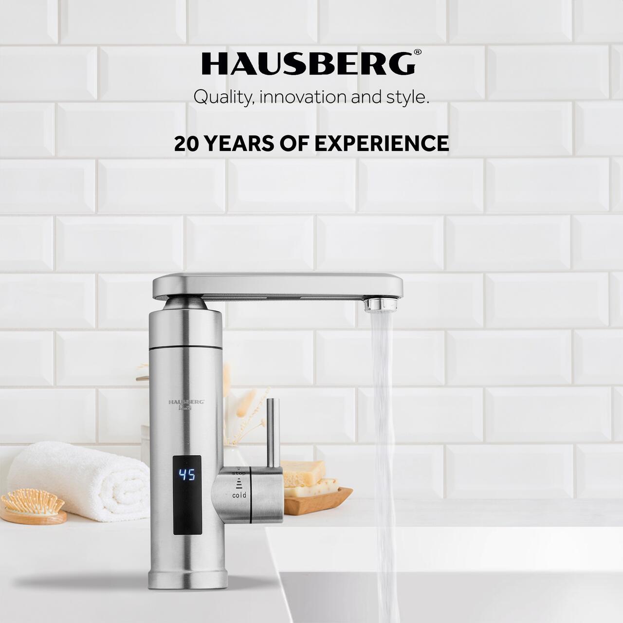 Baterie bucatarie instant electrica HAUSBERG HB-F5011, 3600W, afisaj temperatura LED, montare chiuveta, IPx4