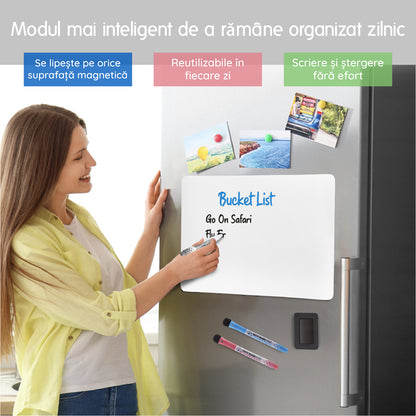 Set 3 Table Magnetice Frigider cu Markere și Magneți