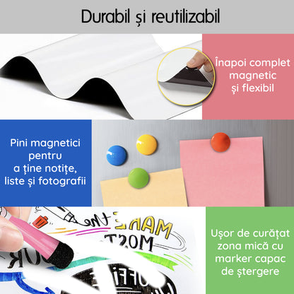 Set 3 Table Magnetice Frigider cu Markere și Magneți