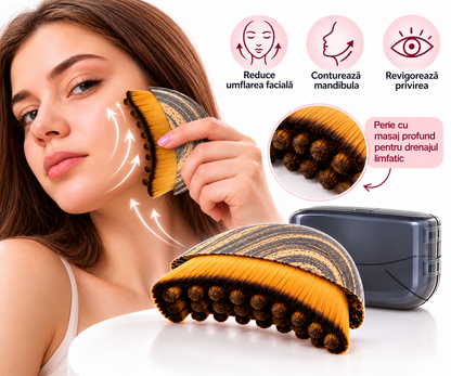 Perie Masaj Facial pentru Drenaj Limfatic, Conturarea Feței și Reducerea Bărbiei Duble