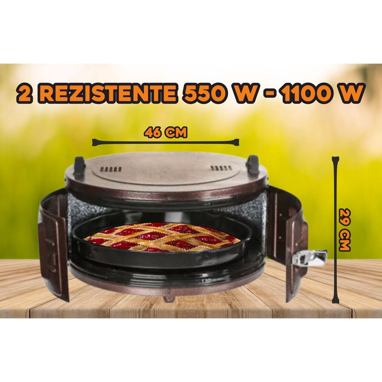 Cuptor electric rotund cu termostat Ertone MN-9010VS, Putere: 220-230V, 50Hz, 2 rezistente electrice 2 x 650W, capacitate 40l, indicator luminos, Visiniu