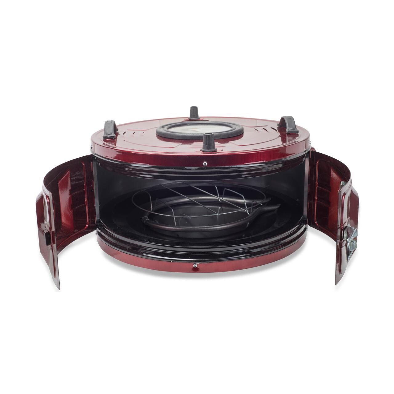Cuptor electric rotund cu termostat Ertone MN-9010VS, Putere: 220-230V, 50Hz, 2 rezistente electrice 2 x 650W, capacitate 40l, indicator luminos, Visiniu