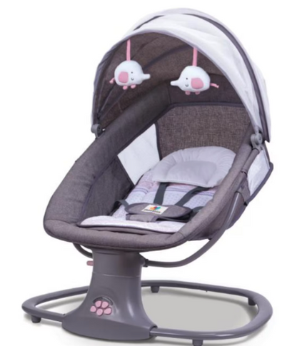 Leagan copii At Performance, Balansoar copii 3 in 1, Electric, cu Plasa Tantari, Perna Detasabila, Jucarii, USB, Bluetooth, Telecomanda, 0-3 ani