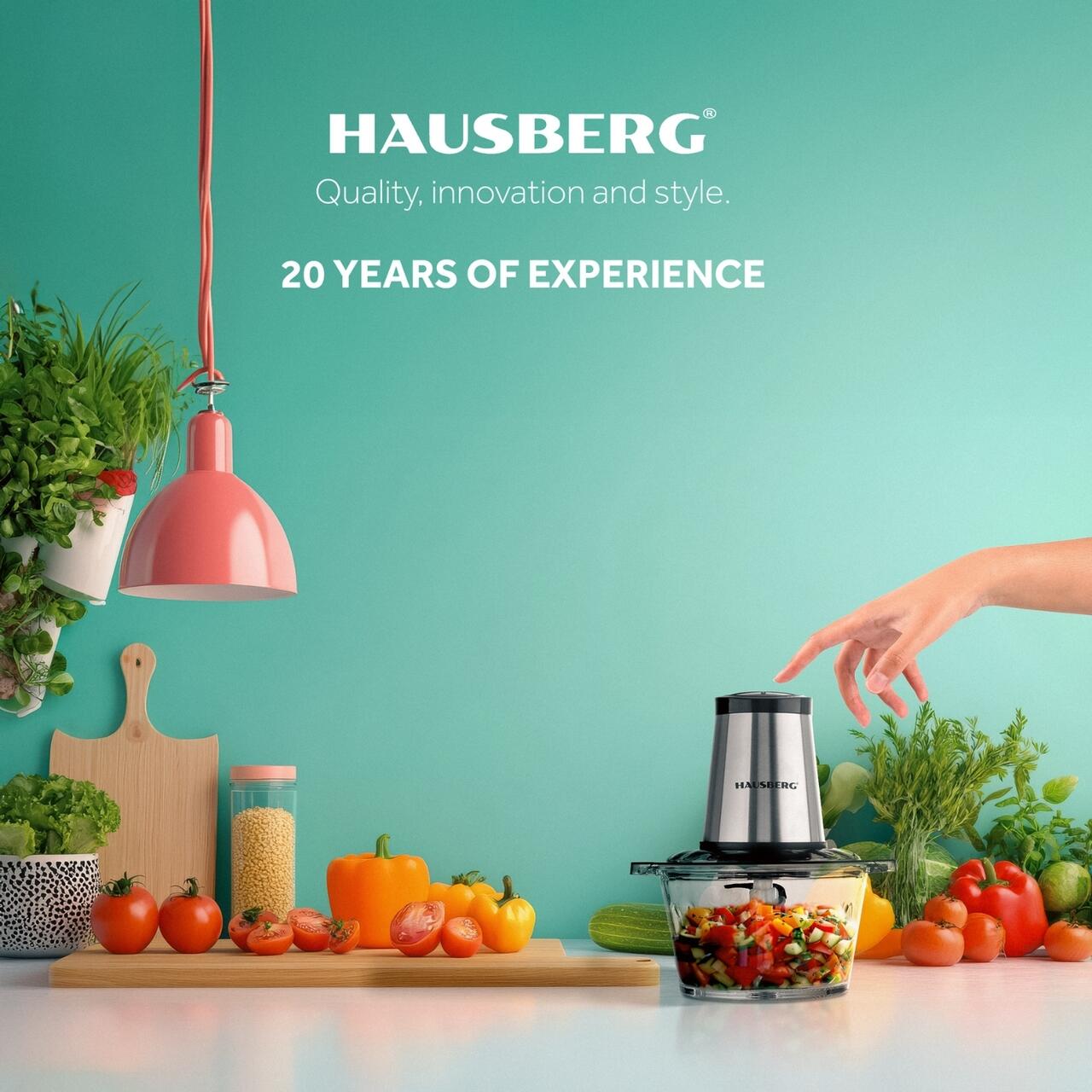 Tocator Hausberg HB-4505, 400 W, 2l, toaca, taie, macina, amesteca