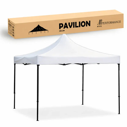 Cort Pavilion AT PERFORMANCE 3x3m – Pliabil, Prelată Impermeabilă, Structură Metalică, pentru Curte, Grădină și Evenimente