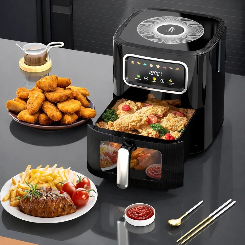 Friteuză cu Aer Cald 10L – 2800W, Capacitate Extra Mare, Control Digital, AT-M60