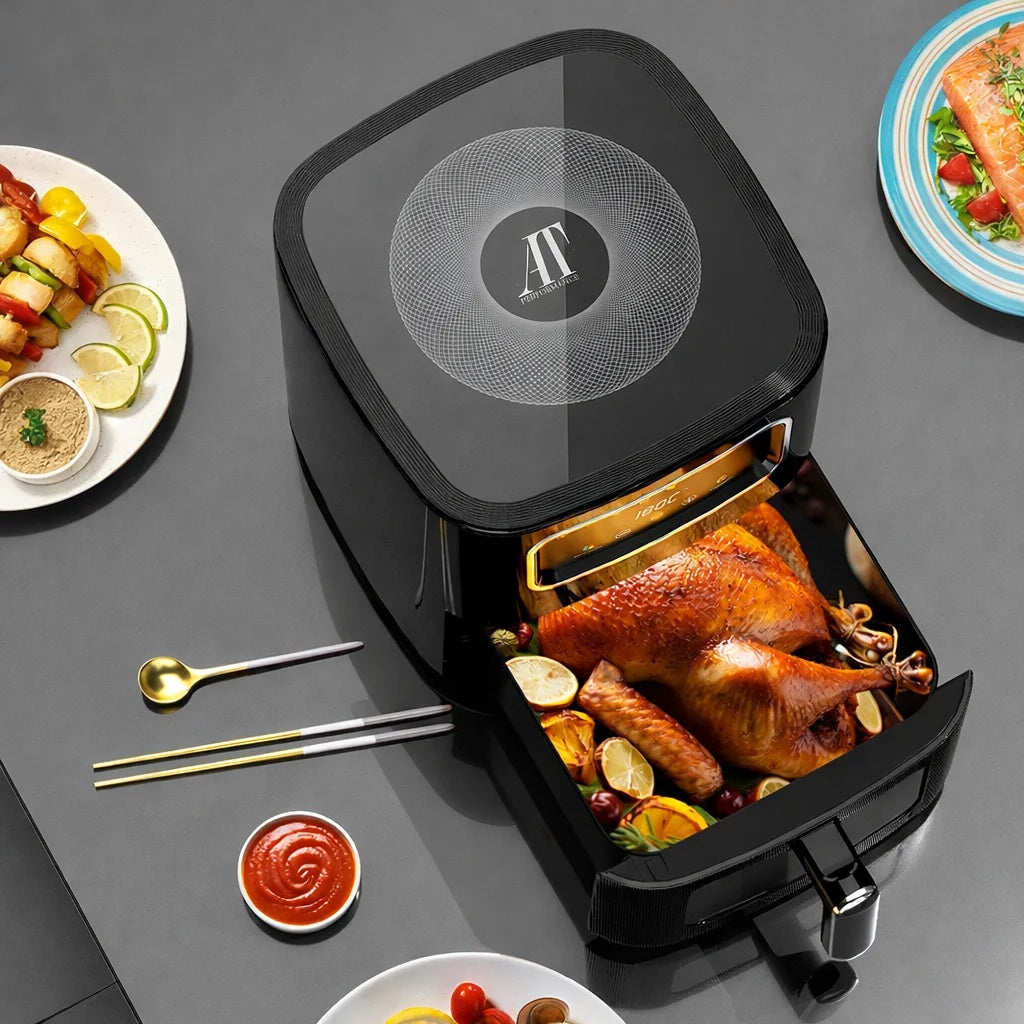 Friteuză cu Aer Cald 10L – 2800W, Capacitate Extra Mare, Control Digital, AT-M60