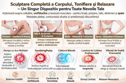 Aparat de masaj corporal Viacare, microcurent, caldura, vibratii, portabil, pentru corp