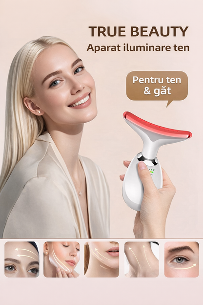 Aparat Cosmetic pentru Fata si Gat cu LED 7 Culori si EMS – Masaj Lifting & Ingrijire pentru Fermitatea Pielii