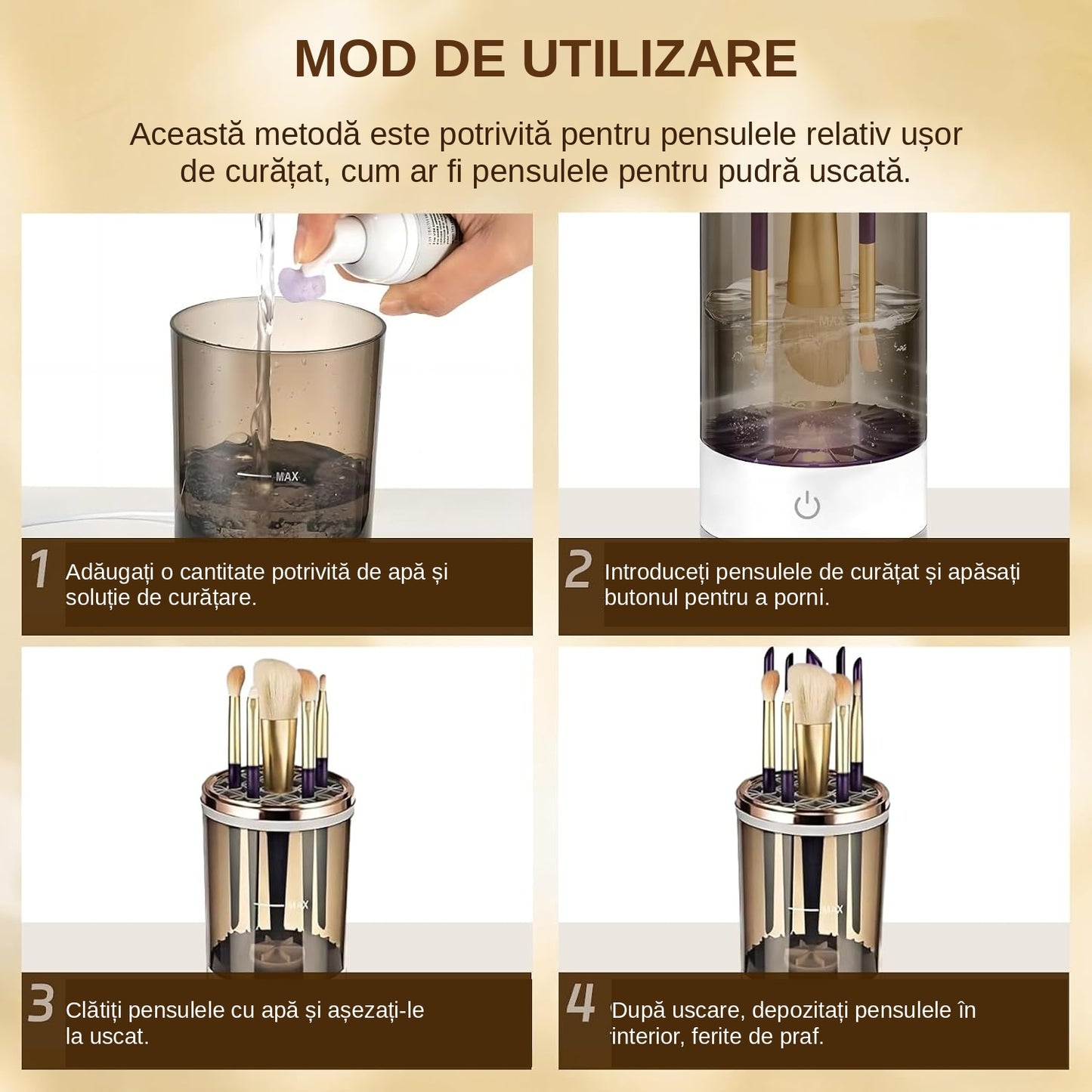 Dispozitiv Electric de Curățat Pensule de Machiaj, Automat, USB