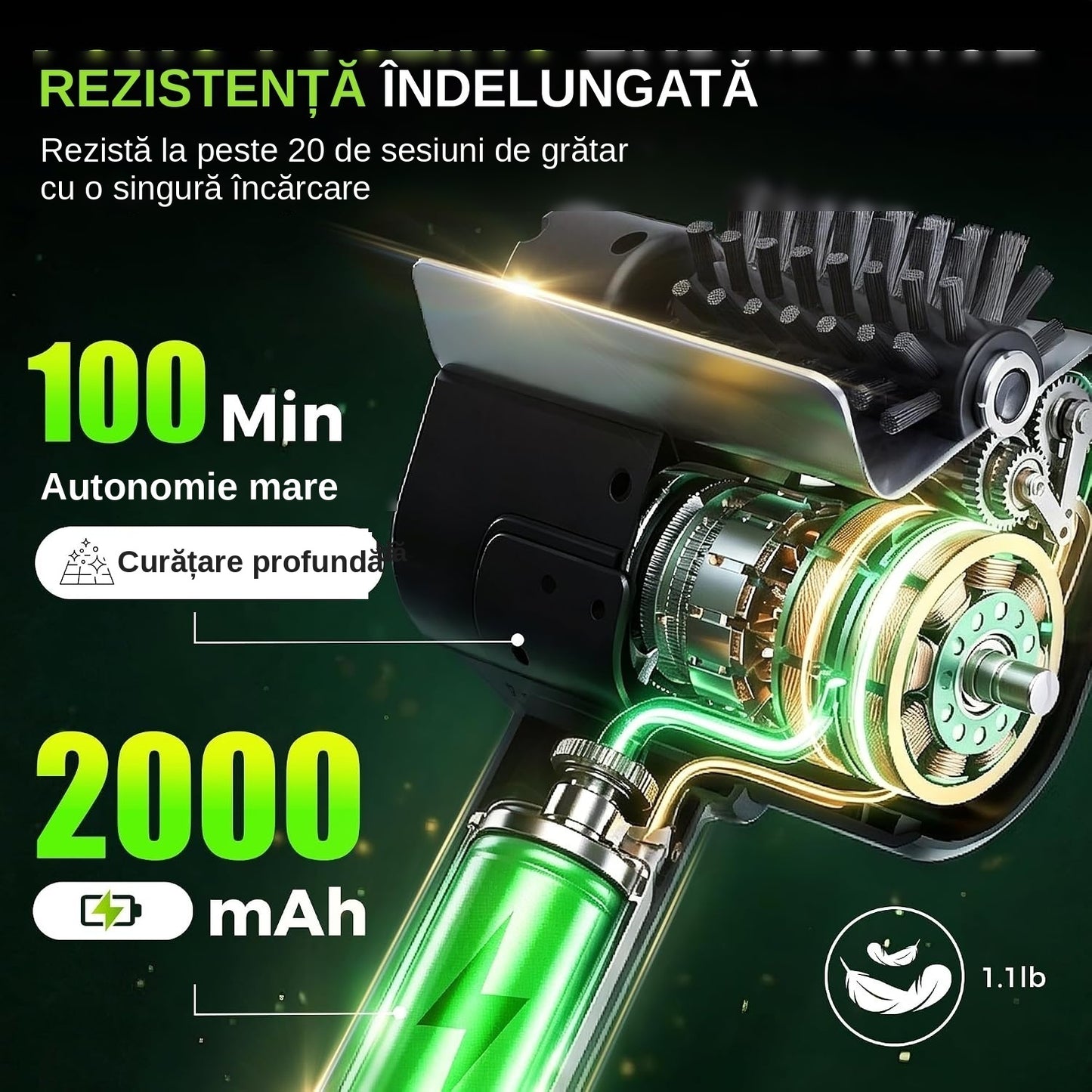 Perie Electrică pentru Grătar Wireless, Peri Oțel Inox 304