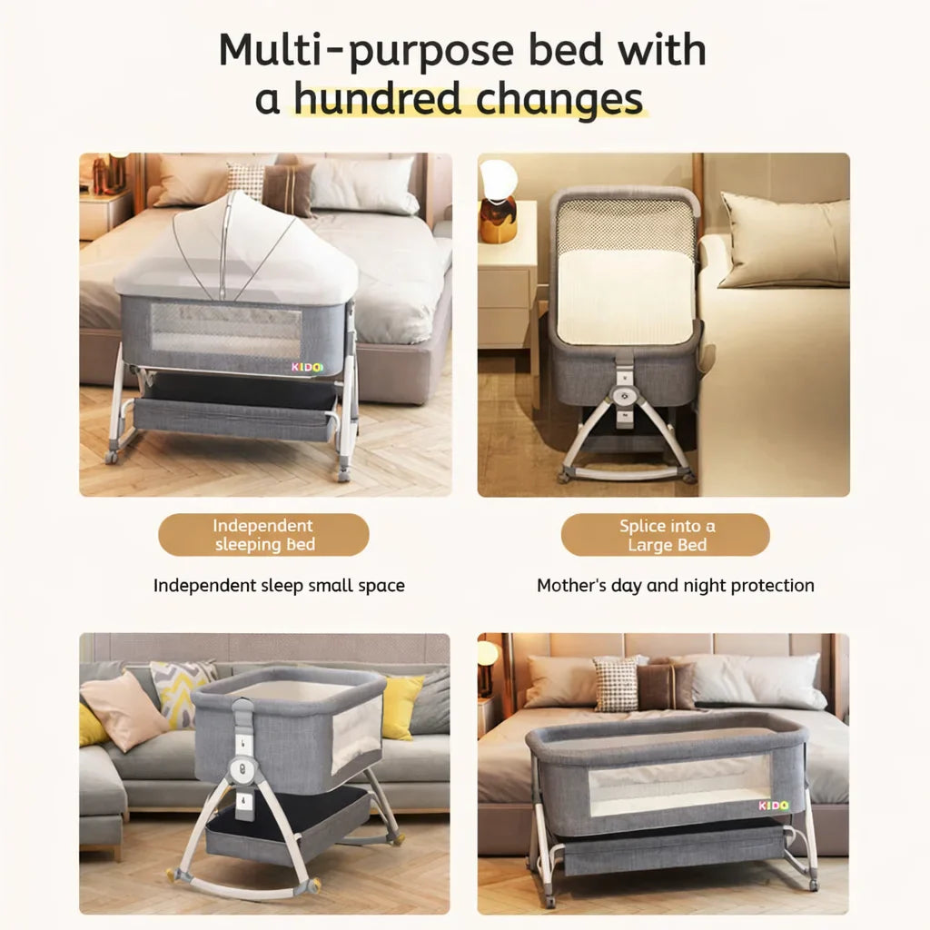 Pat portabil pentru bebeluși AT PERFORMANCE® 3 în 1 cu saltea confortabilă, înălțime reglabilă, roți și pliere ușoară – ideal pentru nou-născuți