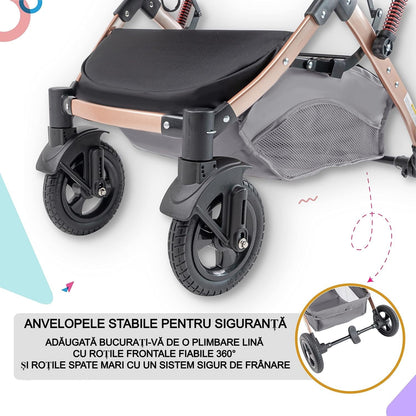Cărucior 2 în 1 – Pliabil, Reversibil, 0-36 Luni, max. 15 kg