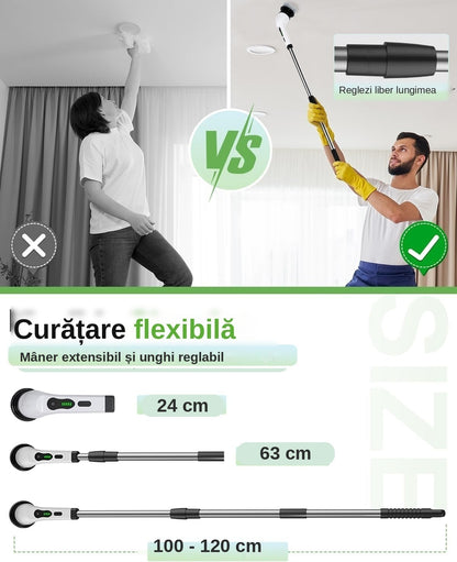 Perie Electrică Rotativă Wireless, 9 Capete, Autonomie 90 min