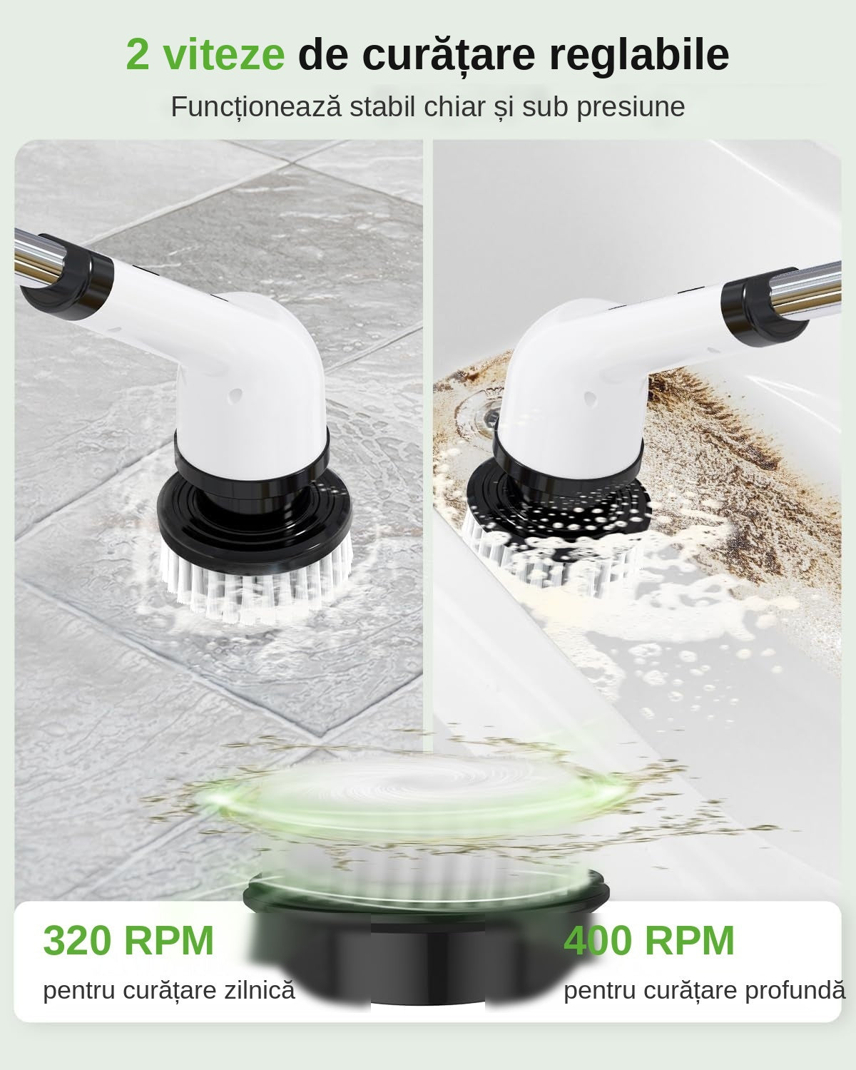Perie Electrică Rotativă Wireless, 9 Capete, Autonomie 90 min