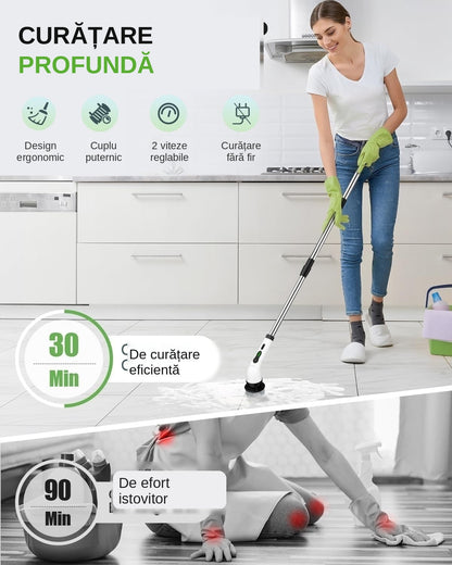 Perie Electrică Rotativă Wireless, 9 Capete, Autonomie 90 min