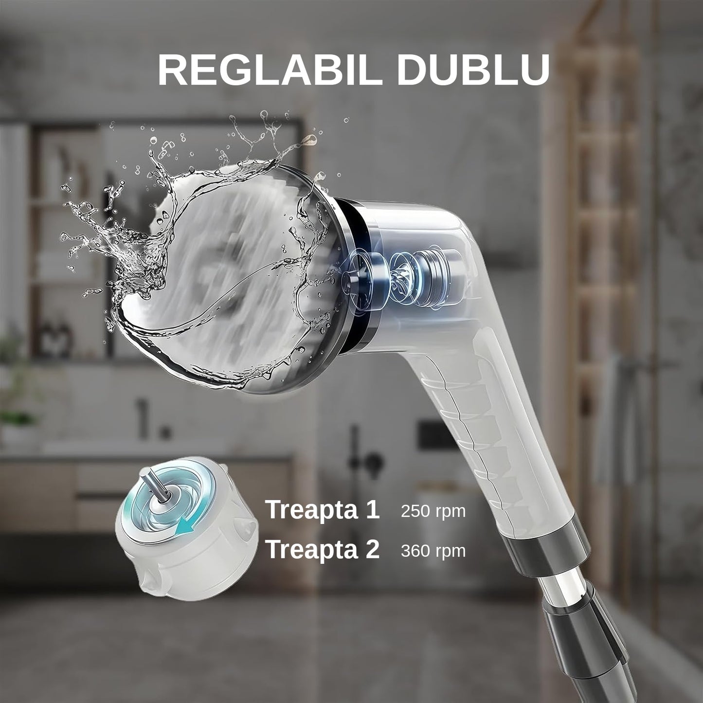 Perie Electrică Rotativă Wireless, 9 Capete, Autonomie 90 min