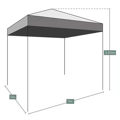 Cort Pavilion AT PERFORMANCE 3x3m – Pliabil, Prelată Impermeabilă, Structură Metalică, pentru Curte, Grădină și Evenimente