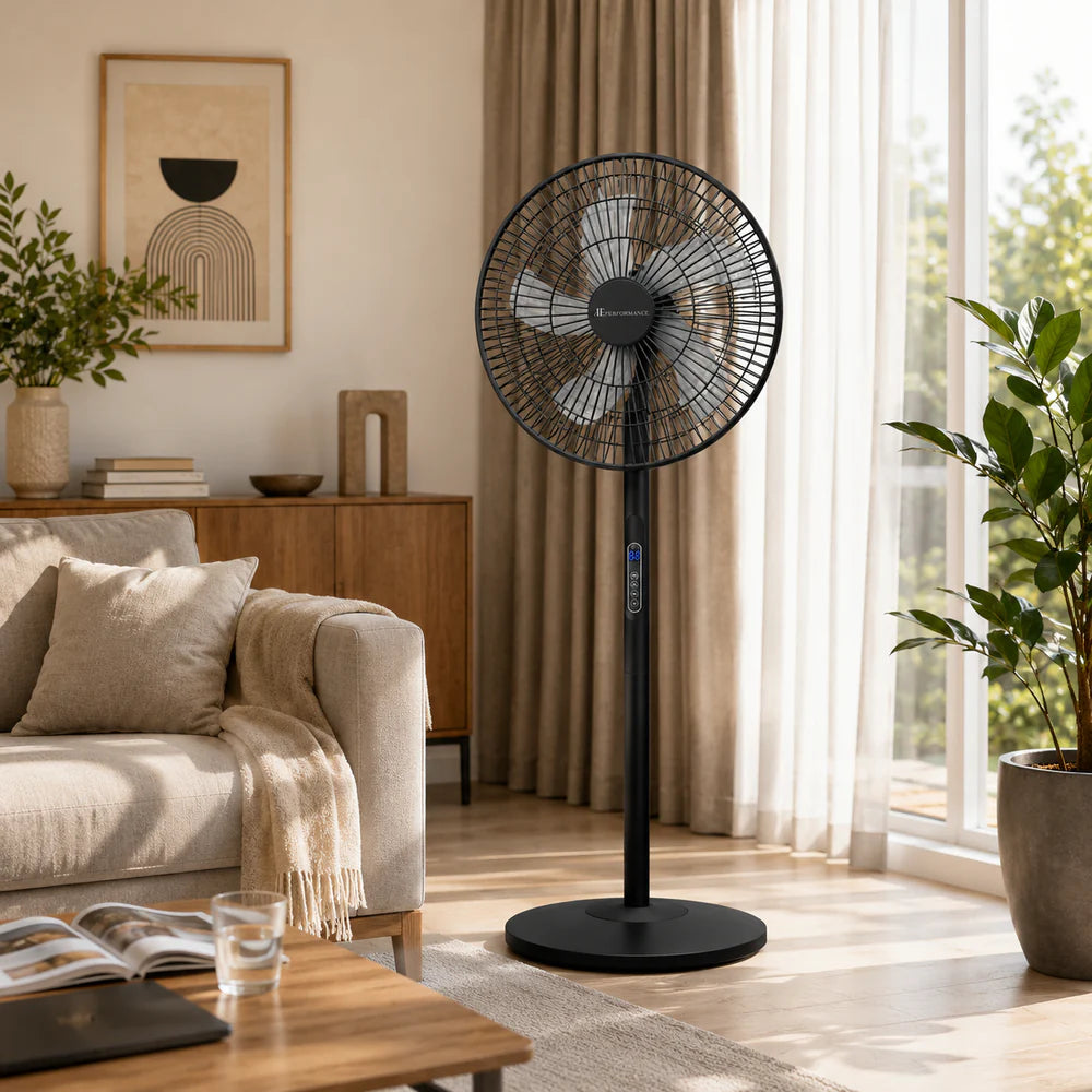 Ventilator cu Picior AT PERFORMANCE® AT-2056, 65W, Telecomandă, 8 Viteze, Oscilație, Display LED, Silentios