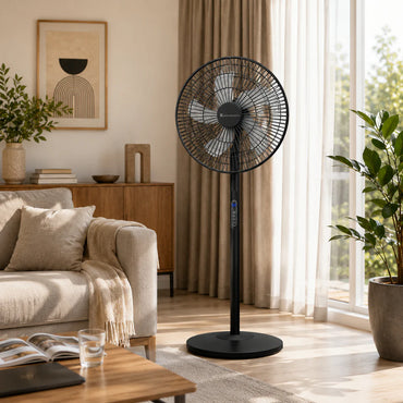 Ventilator cu Picior AT PERFORMANCE® AT-2056, 65W, Telecomandă, 8 Viteze, Oscilație, Display LED, Silentios