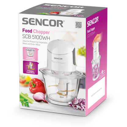 Tocător Electric de Alimente Sencor SCB 5100WH – 500 W, Vas de Sticlă 1 L