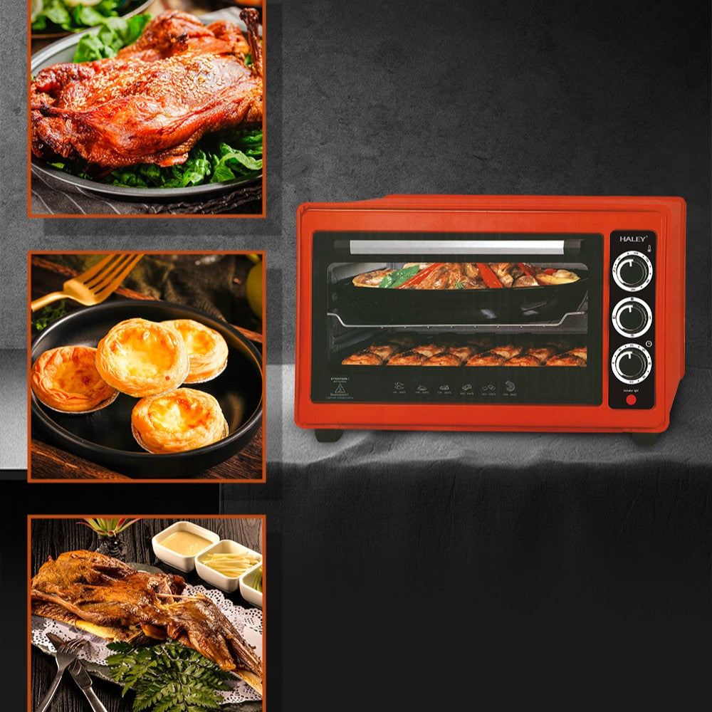 Cuptor cu Microunde HALEY 2000W, 48L – Roșu, Încălzire 360°, Design Separabil, Timer, Tuburi 304, Operare Simplă