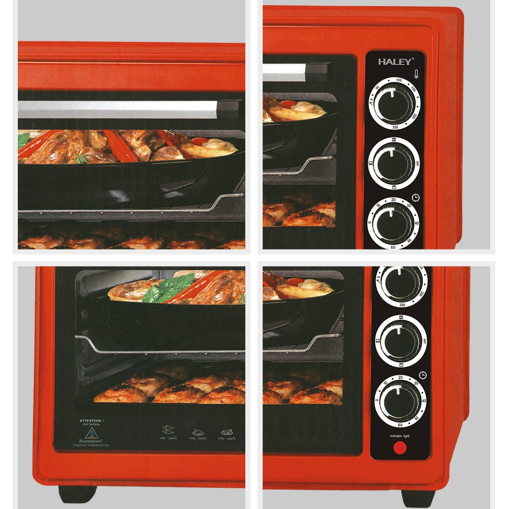 Cuptor cu Microunde HALEY 2000W, 48L – Roșu, Încălzire 360°, Design Separabil, Timer, Tuburi 304, Operare Simplă
