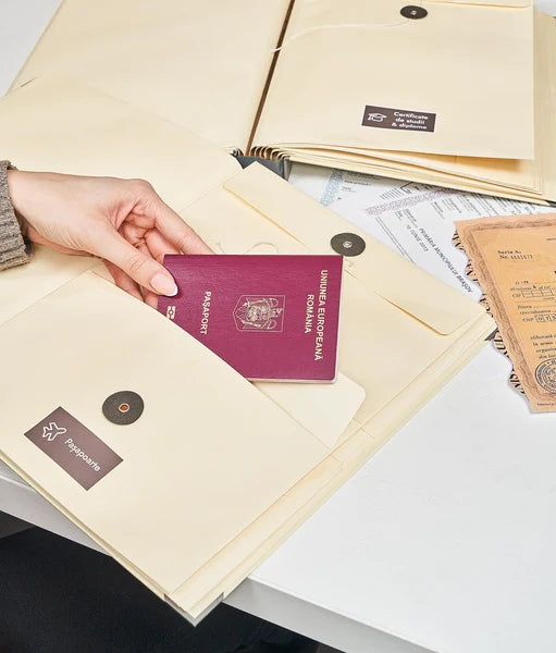 Organizator documente familie, 10 buzunare A4, cu 48 de etichete incluse